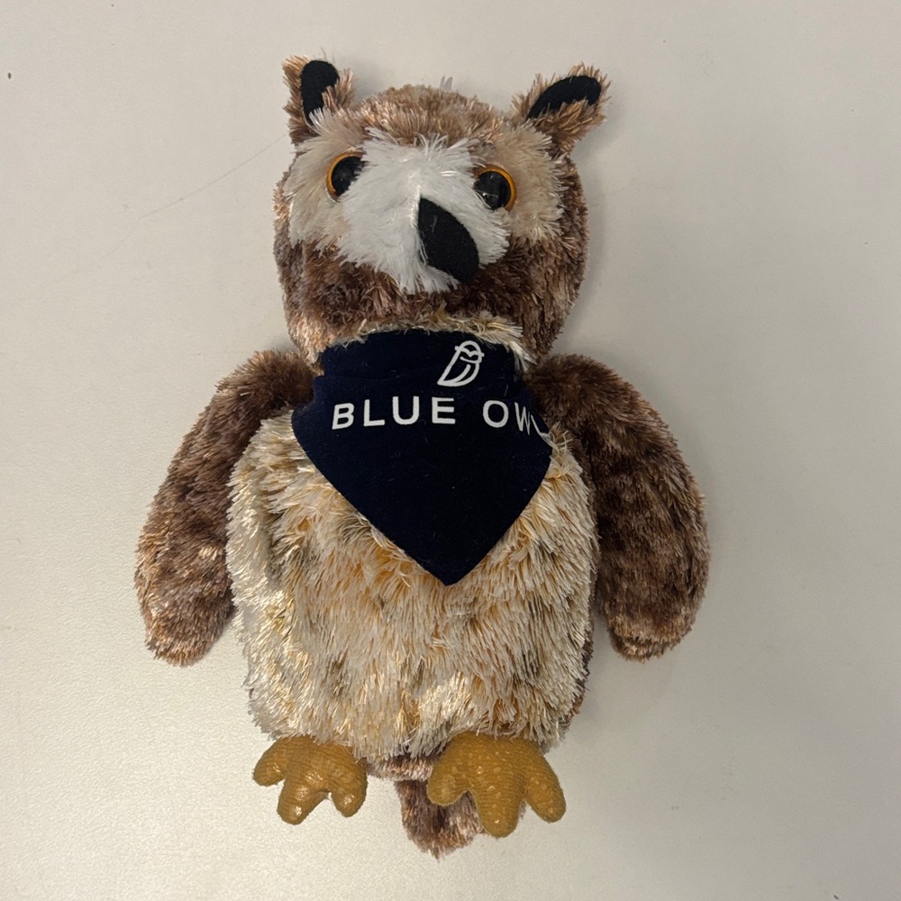 Plush Owl Stuffed Animal with Navy Banana Hanker-chief